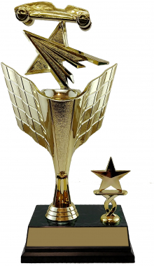 Pinewood Derby Racing Riser Trophy w/Side Trim