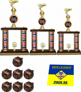 Pinewood Derby Racing Trophy Package