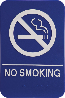 No Smoking ADA Blue Plastic Sign